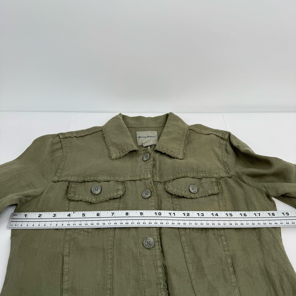TOMMY BAHAMA Two Palms Linen Raw-Edge Jacket Sz XS Dark Fern Green - Picture 9 of 16